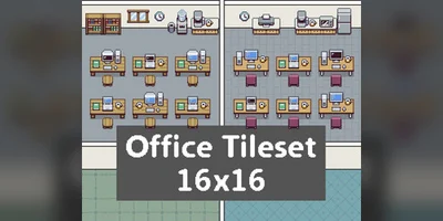 Тайлсет Офисный интерьер Office Interior Tileset (16x16)